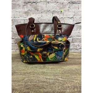 Patricia Nash Women’s Handbag Shoulder Leather Brown Blue 10x15